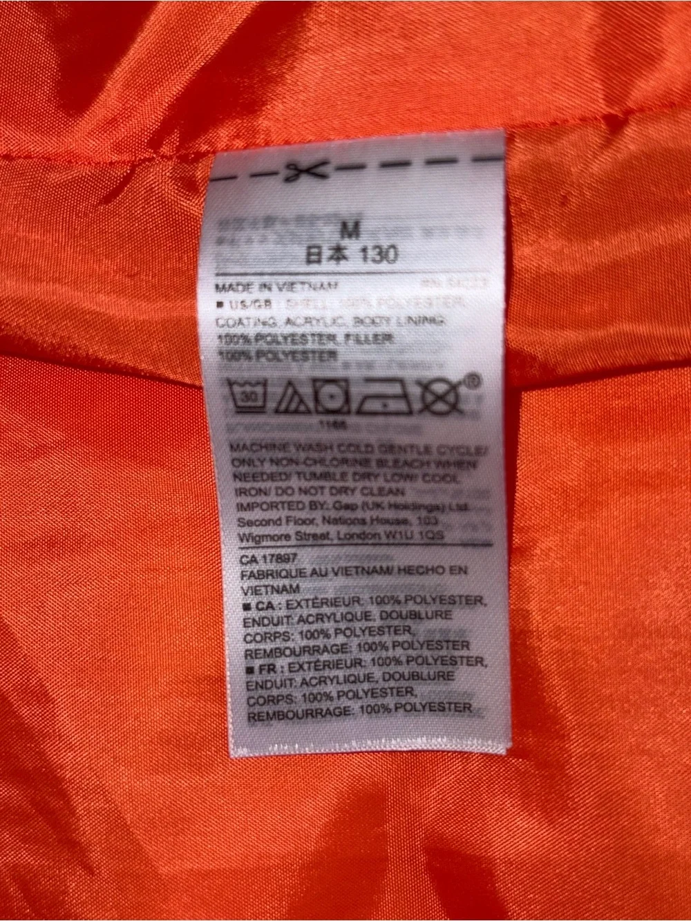 Kids M | GAP Bright Orange Quilted Kids Vest